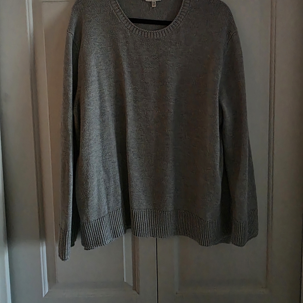 Ella Moss Heather Gray Scoop Neck Knit Sweater